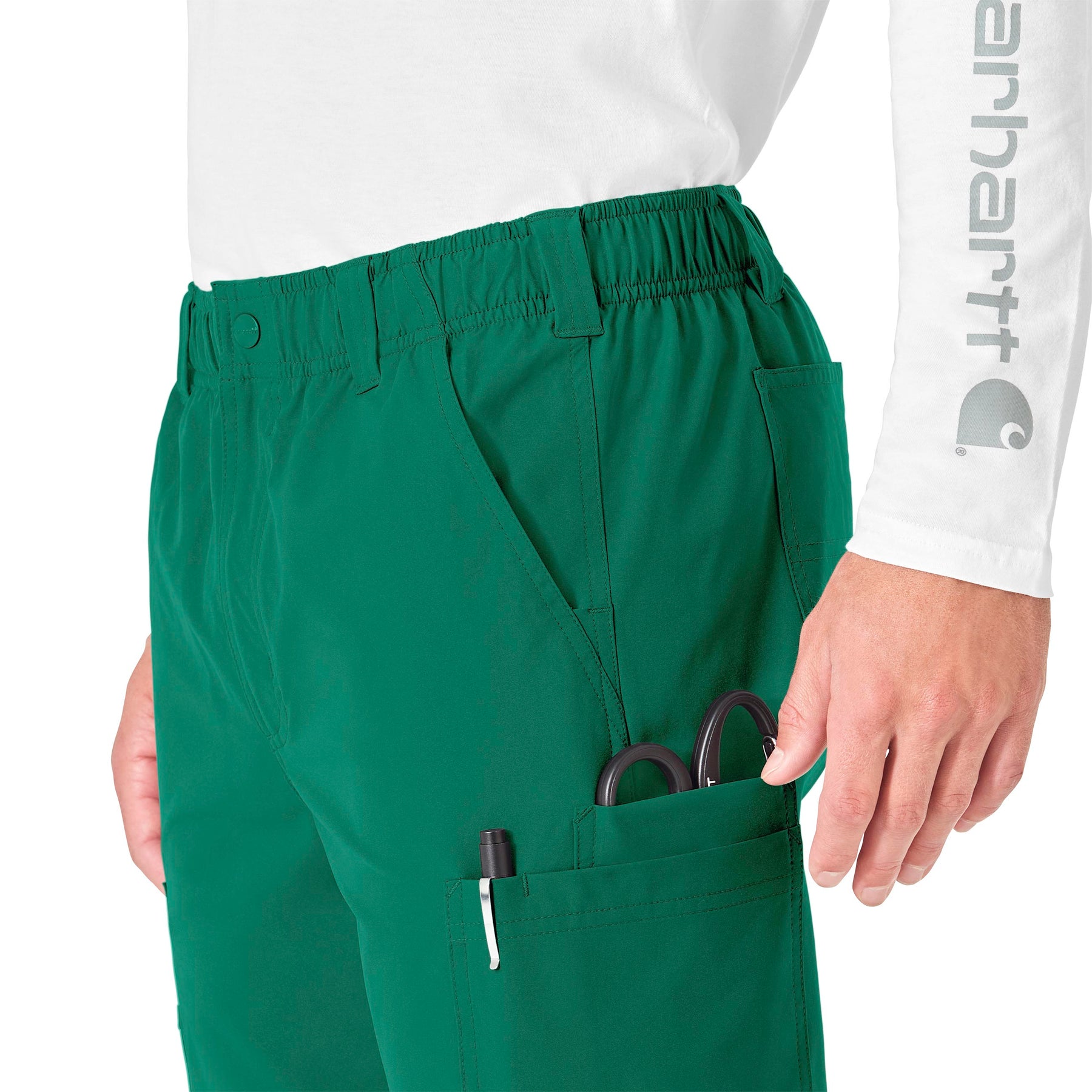 Force Essentials Men's Straight Leg Cargo Scrub Pant Hunter side detail 2
