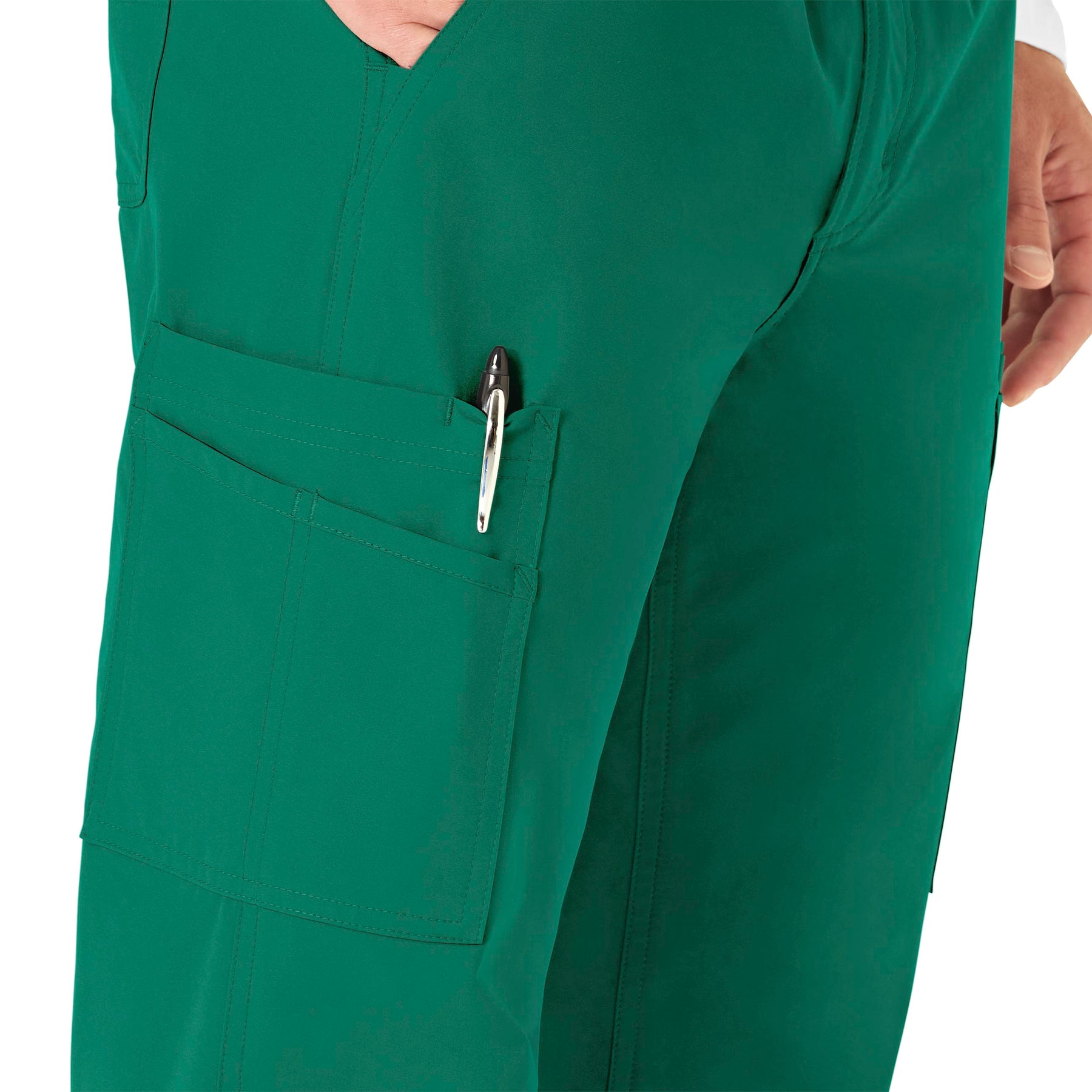 Force Essentials Men's Straight Leg Cargo Scrub Pant Hunter hemline detail