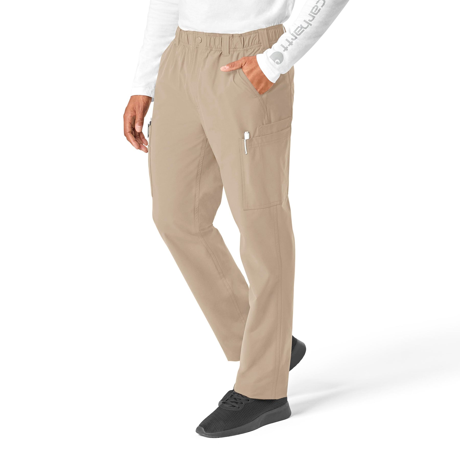 Force Essentials Men's Straight Leg Cargo Scrub Pant Khaki side view