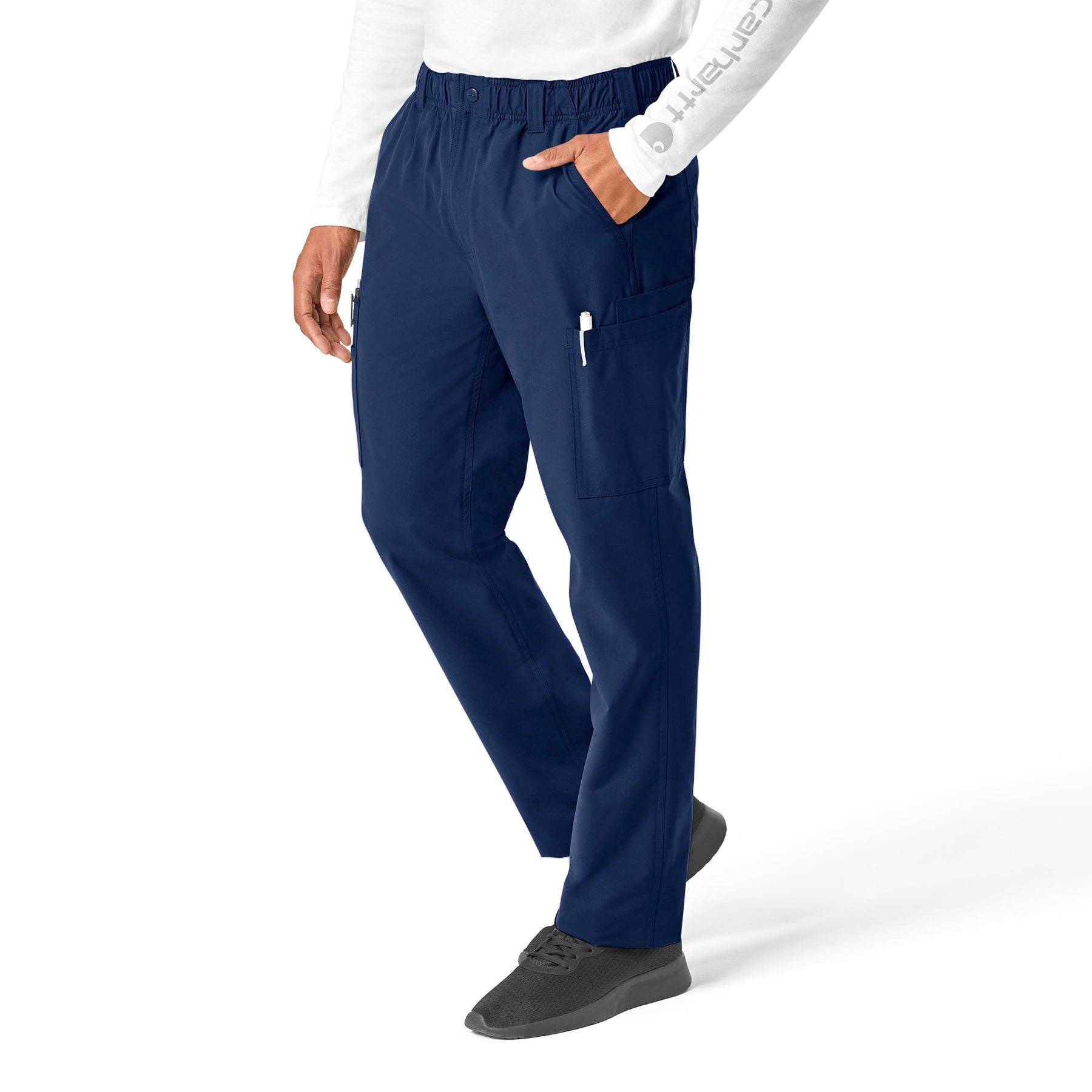 Force Essentials Men's Straight Leg Cargo Scrub Pant Navy side view