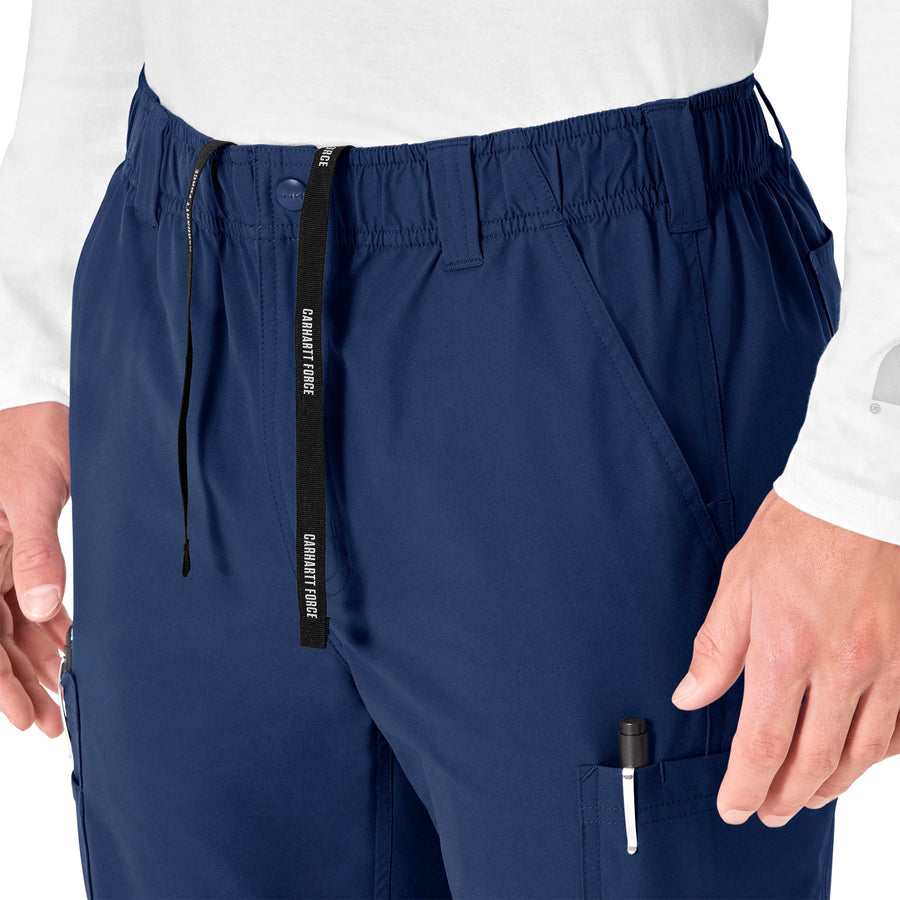 Force Essentials Men's Straight Leg Cargo Scrub Pant Navy front detail