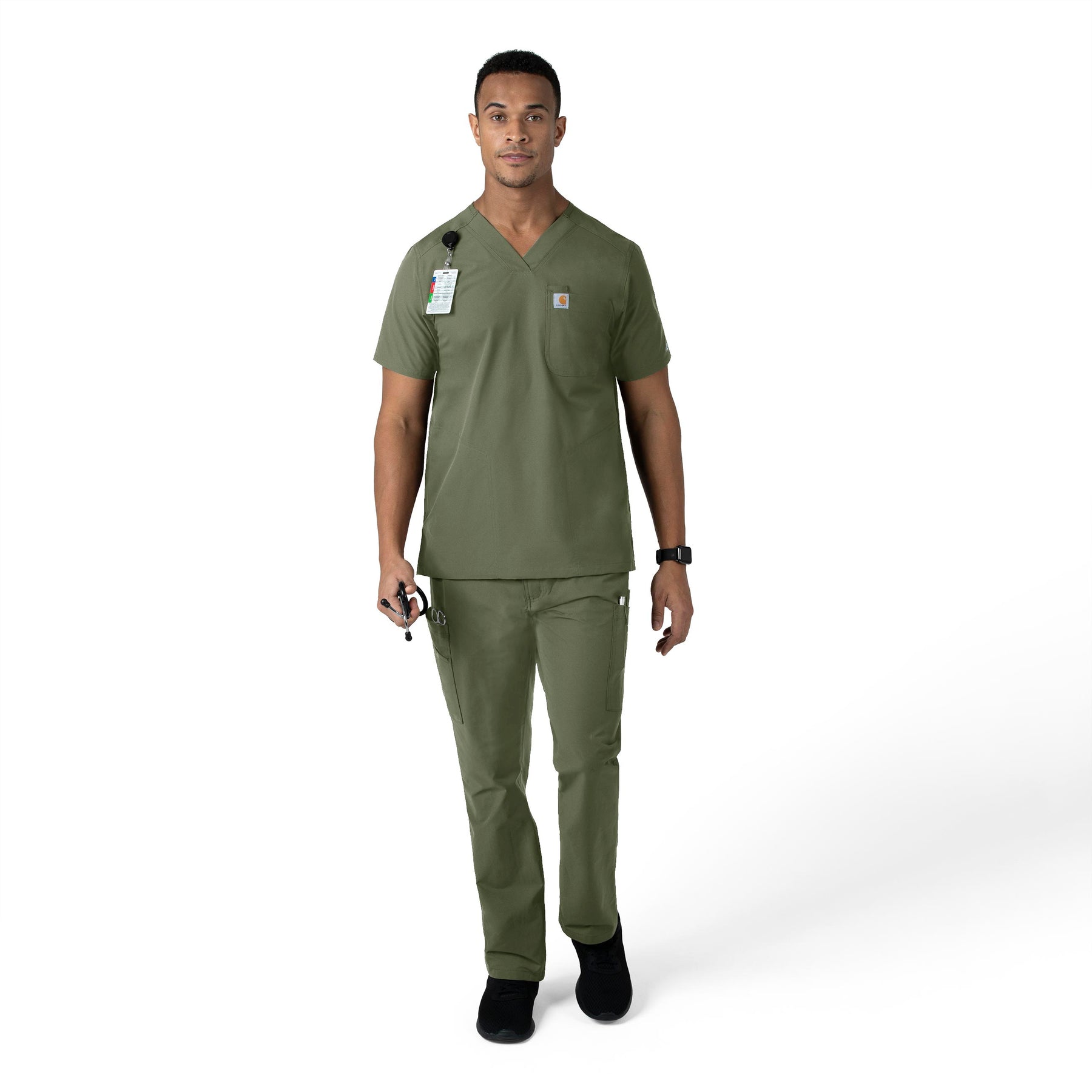 Carhartt Force Essentials Men's Straight Leg Cargo Scrub Pant - Olive scrub set