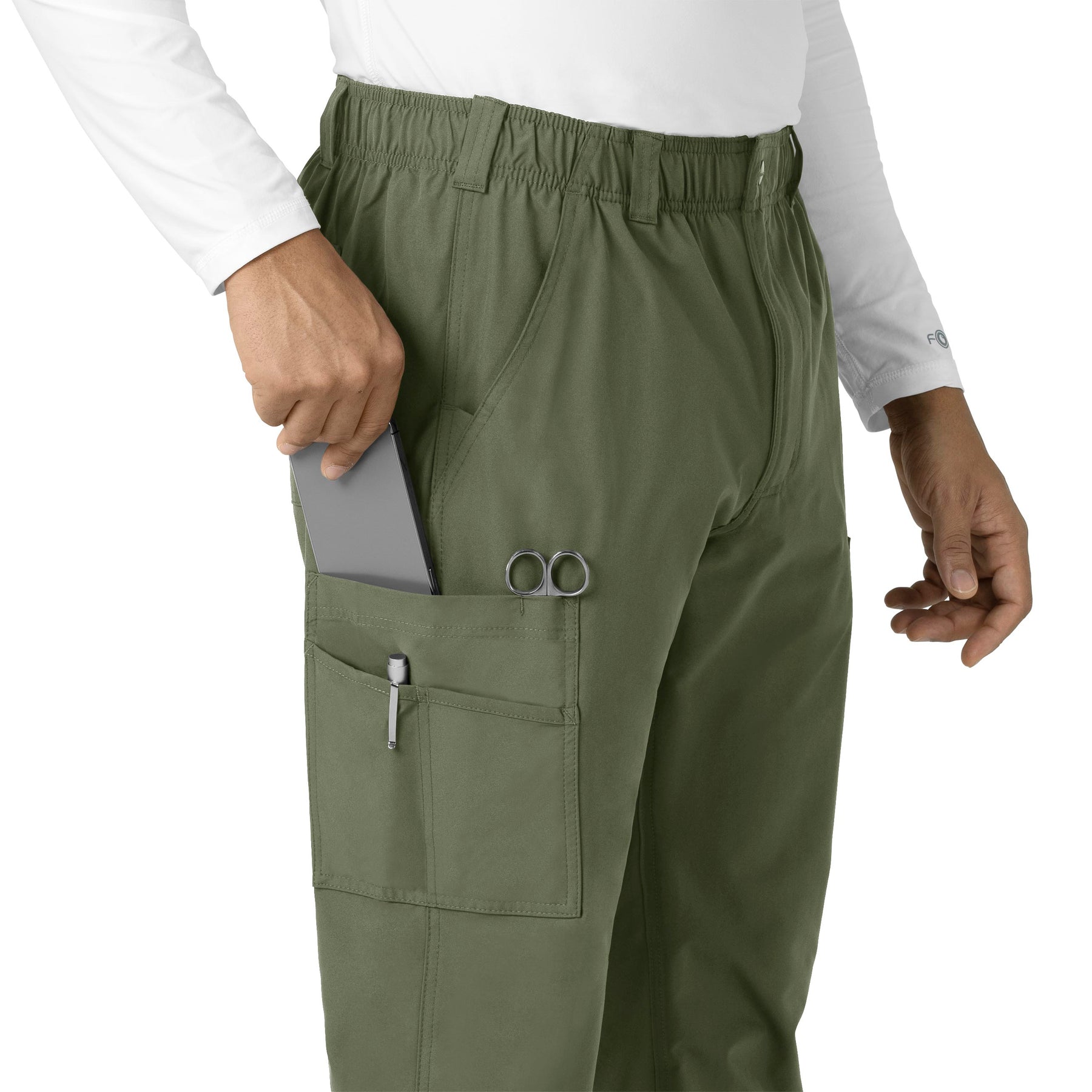 Carhartt Force Essentials Men's Straight Leg Cargo Scrub Pant - Olive pocket detail 2