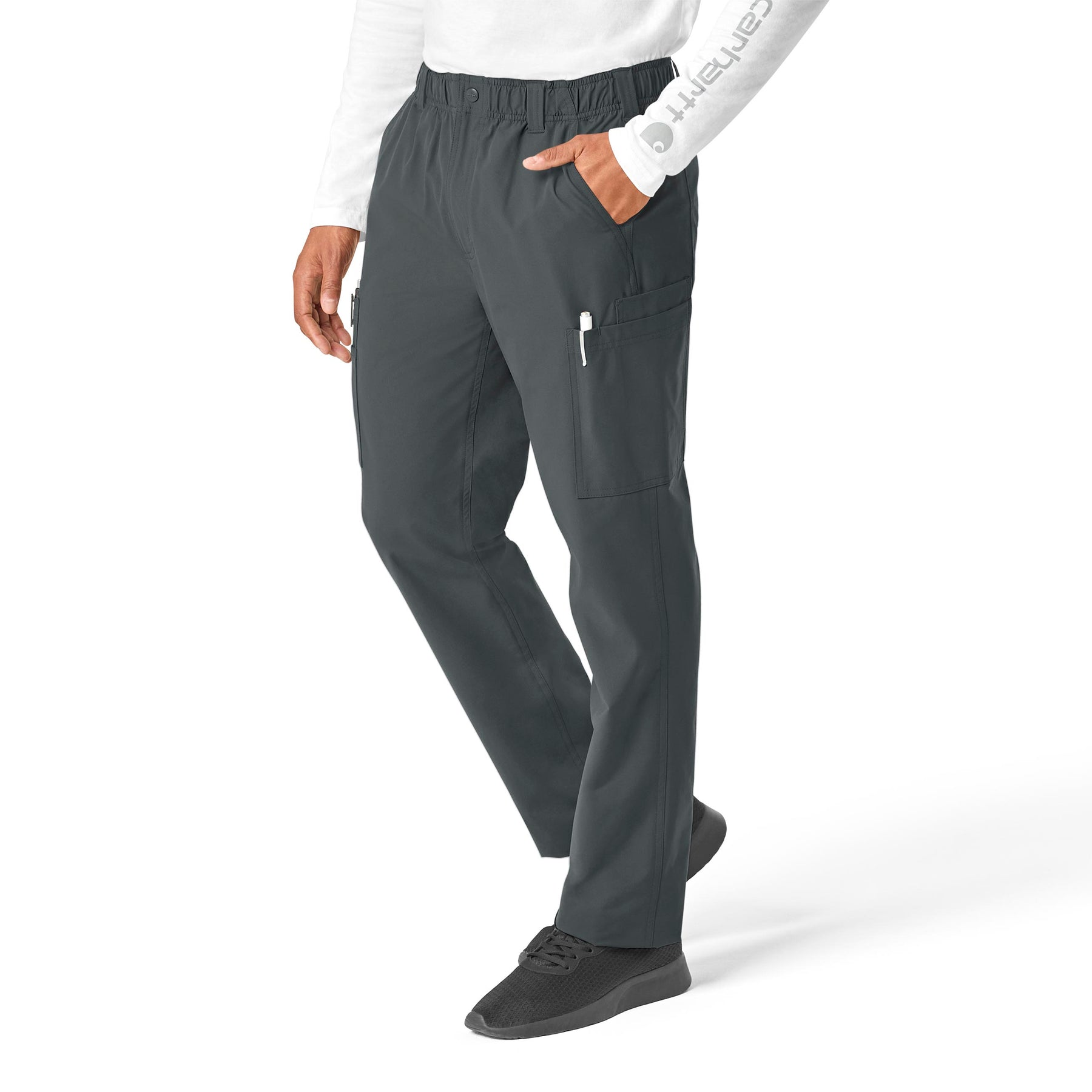 Force Essentials Men's Straight Leg Cargo Scrub Pant Pewter side view