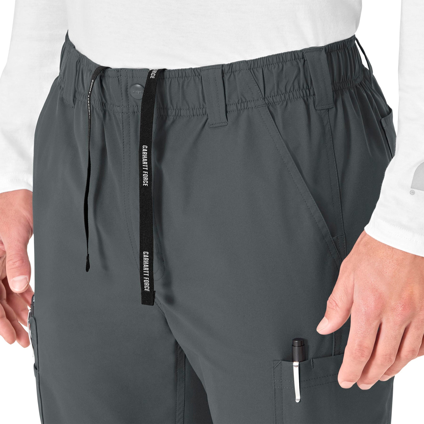 Force Essentials Men's Straight Leg Cargo Scrub Pant Pewter front detail
