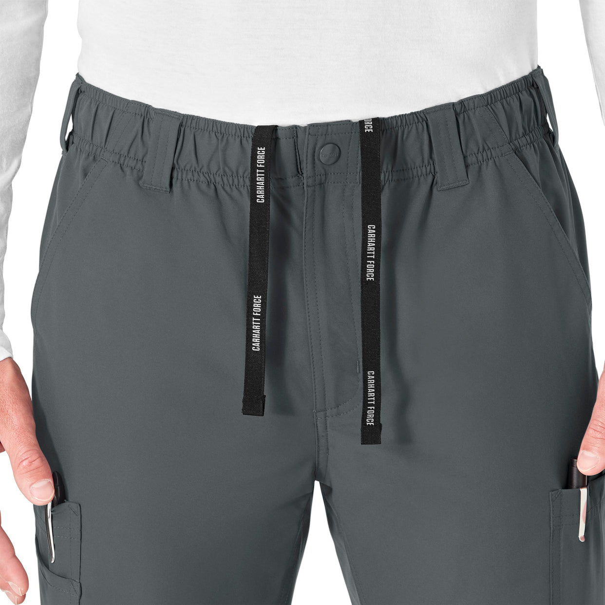 Force Essentials Men's Straight Leg Cargo Scrub Pant Pewter side detail 1