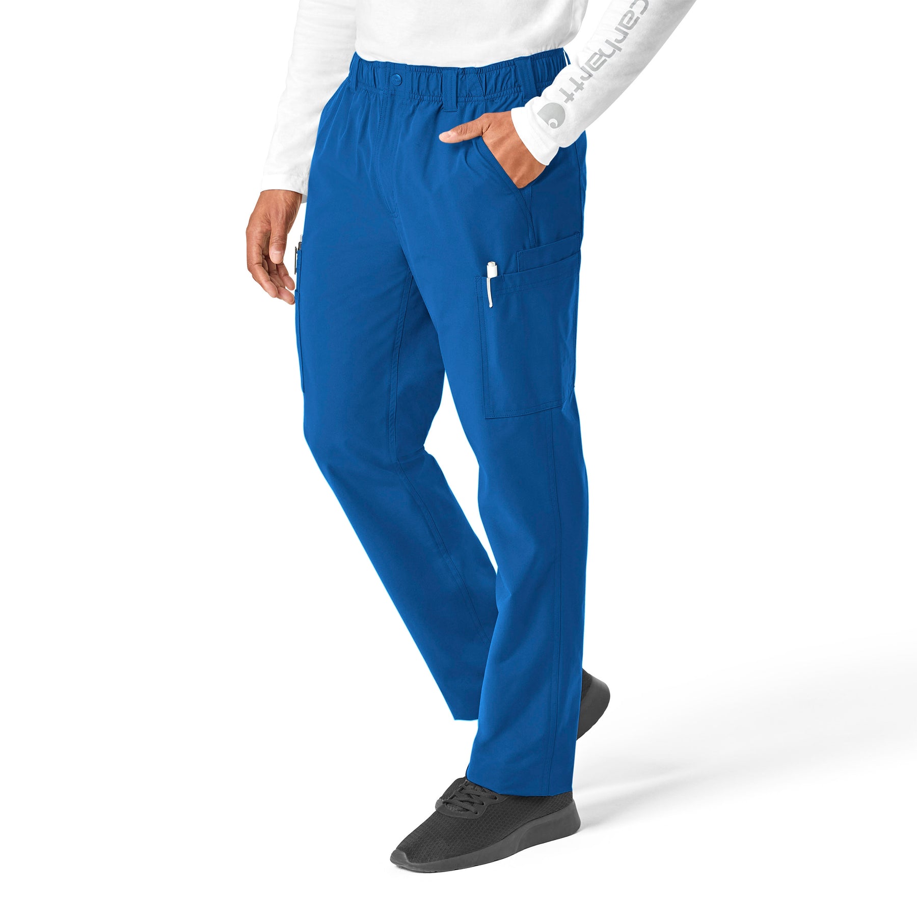 Force Essentials Men's Straight Leg Cargo Scrub Pant Royal side view