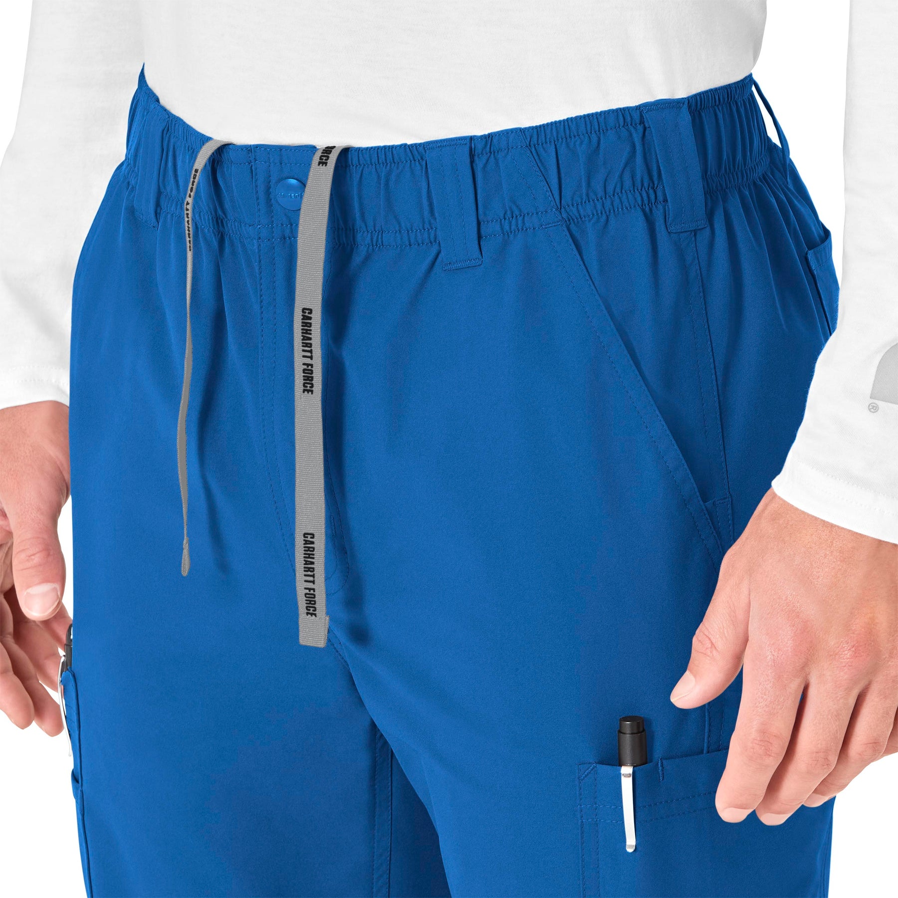Force Essentials Men's Straight Leg Cargo Scrub Pant Royal front detail