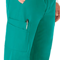 Force Essentials Men's Straight Leg Cargo Scrub Pant Teal Blue hemline detail