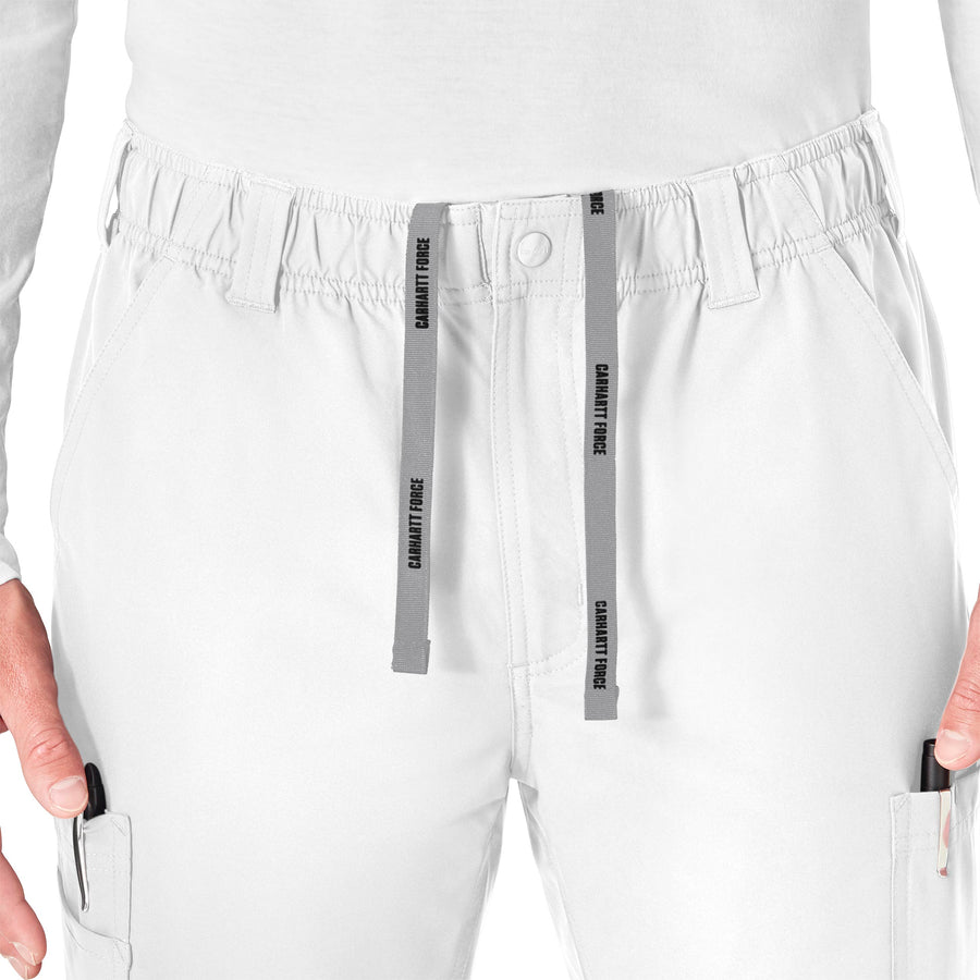 Force Essentials Men's Straight Leg Cargo Scrub Pant White side detail 1
