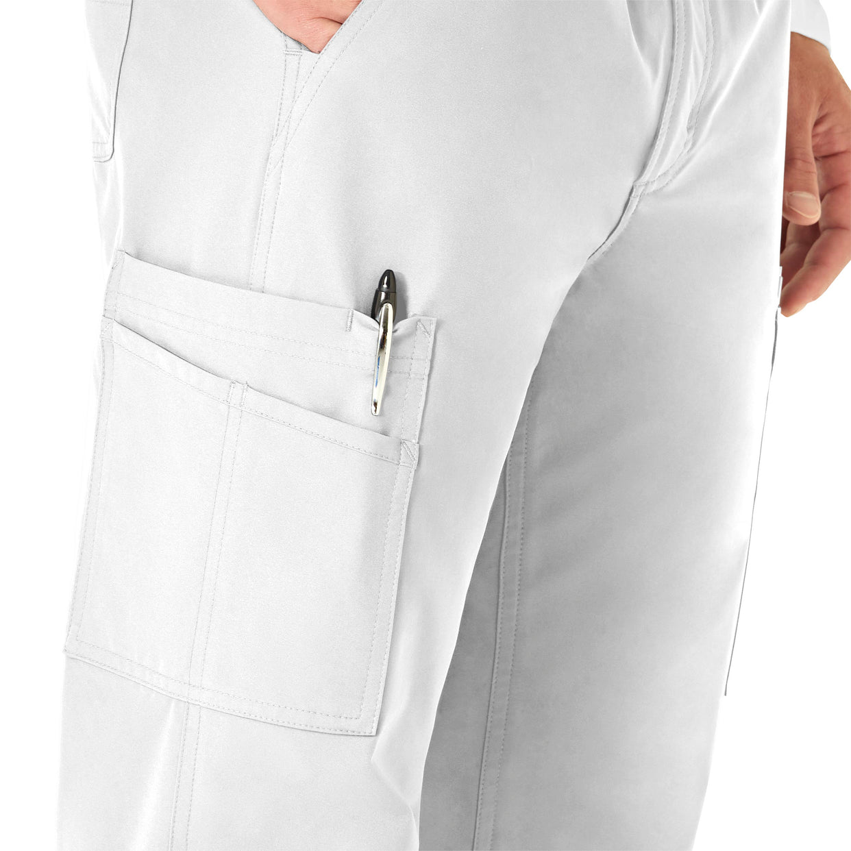 Force Essentials Men's Straight Leg Cargo Scrub Pant White hemline detail