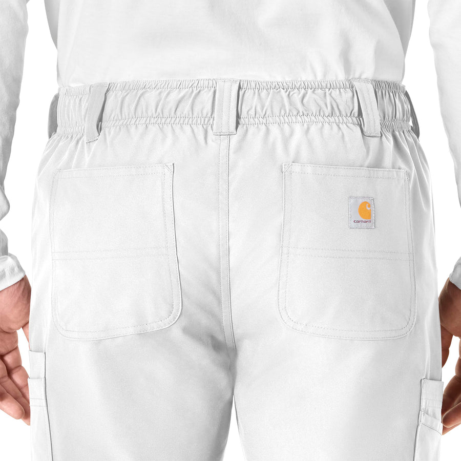 Force Essentials Men's Straight Leg Cargo Scrub Pant White back detail