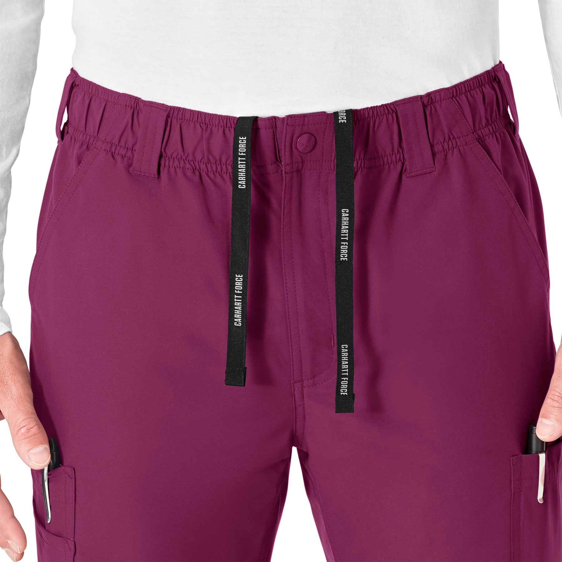 Force Essentials Men's Straight Leg Cargo Scrub Pant Wine side detail 1