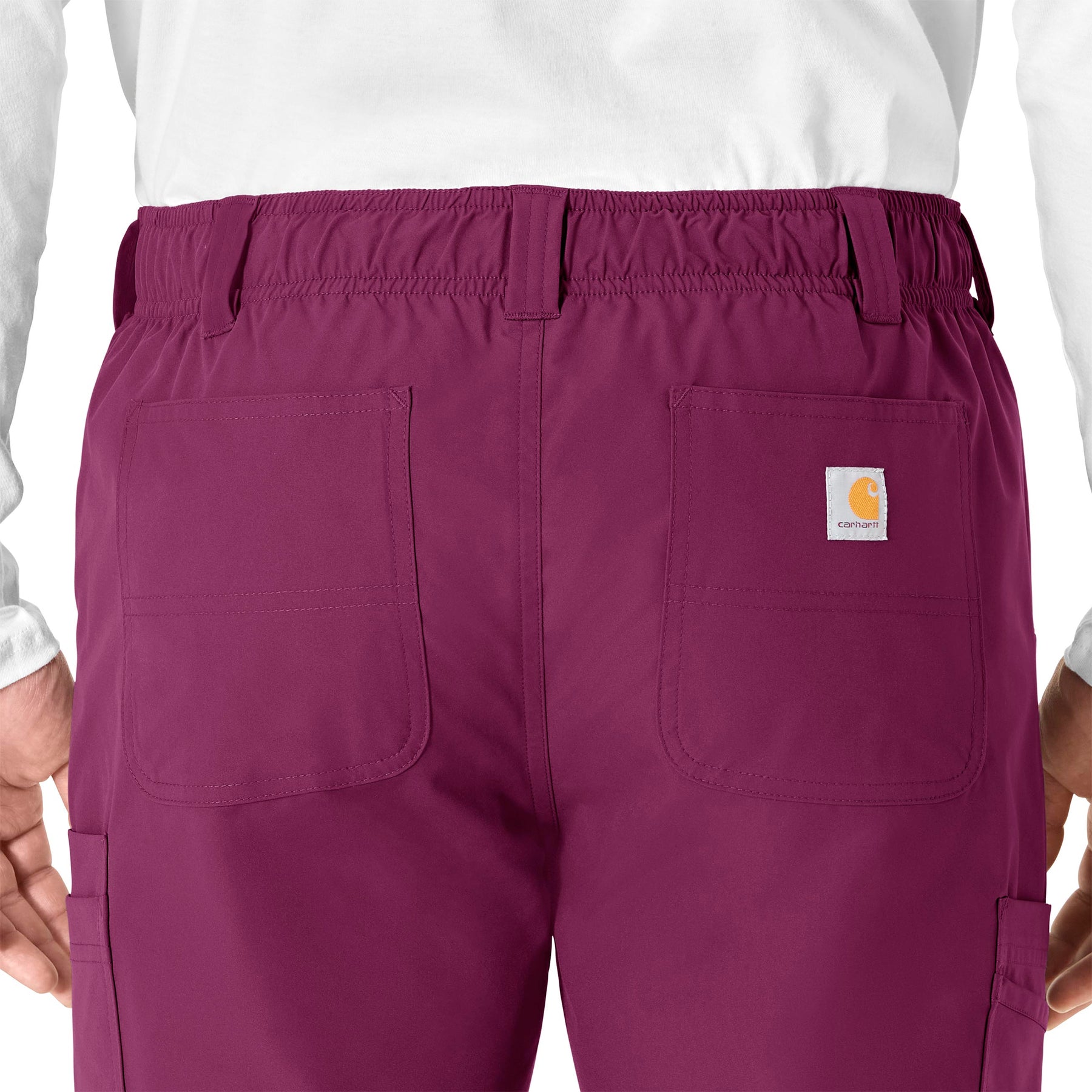 Force Essentials Men's Straight Leg Cargo Scrub Pant Wine back detail