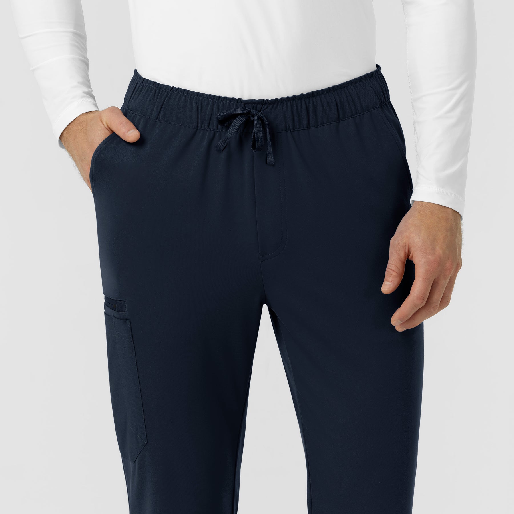Force Cross-Flex Knit Men's Straight Leg Tapered Scrub Pant Navy side detail 2