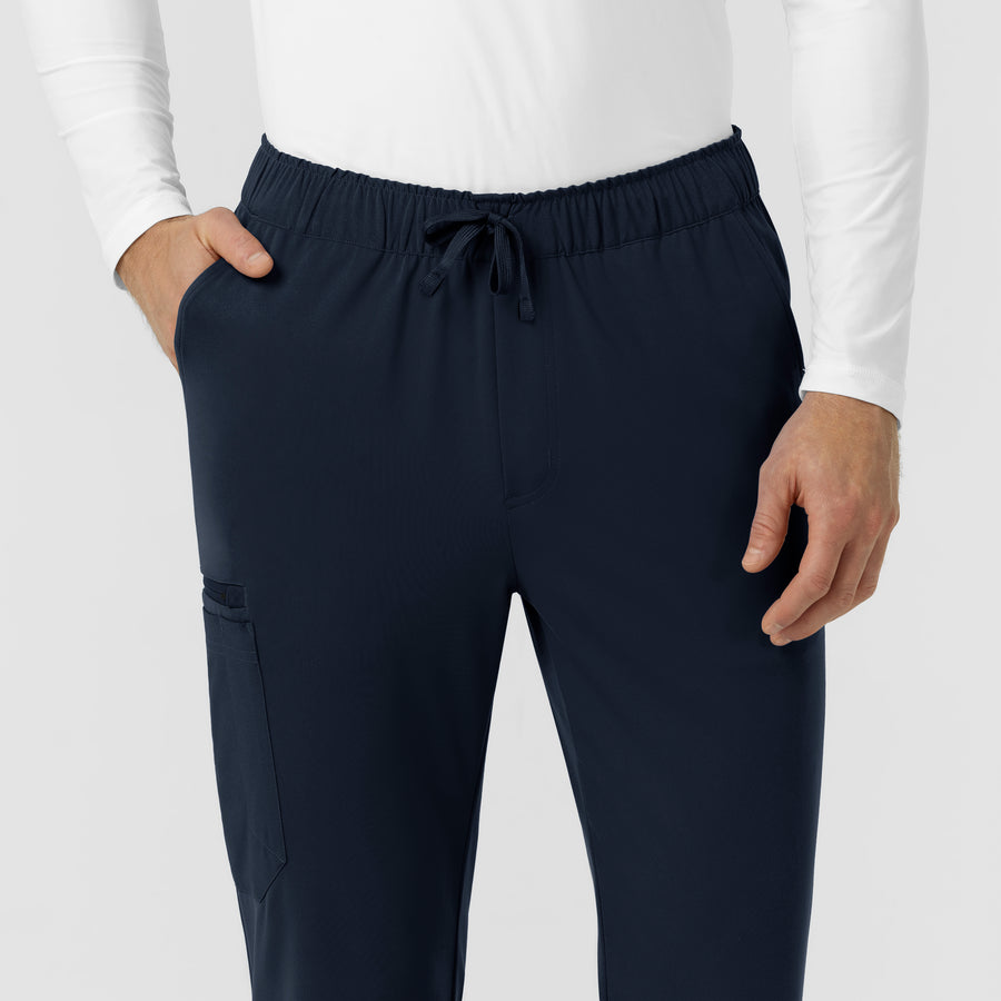 Force Cross-Flex Knit Men's Straight Leg Tapered Scrub Pant Navy side detail 2