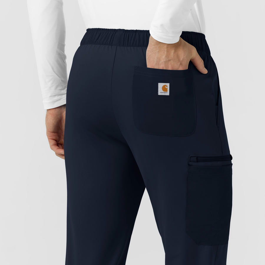Force Cross-Flex Knit Men's Straight Leg Tapered Scrub Pant Navy hemline detail