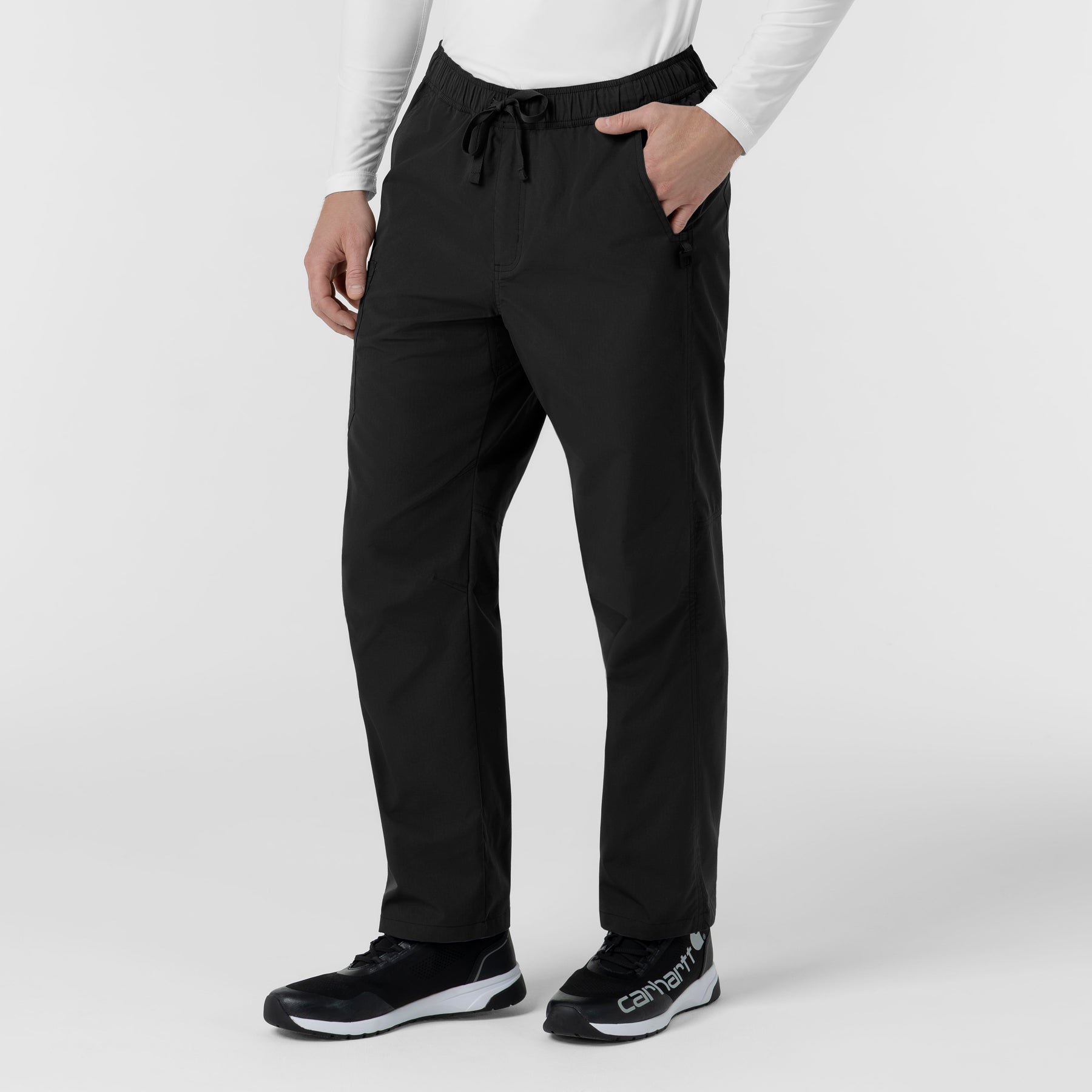 Rugged Flex FLD Men's Ripstop Straight Leg Cargo Scrub Pant Black side view