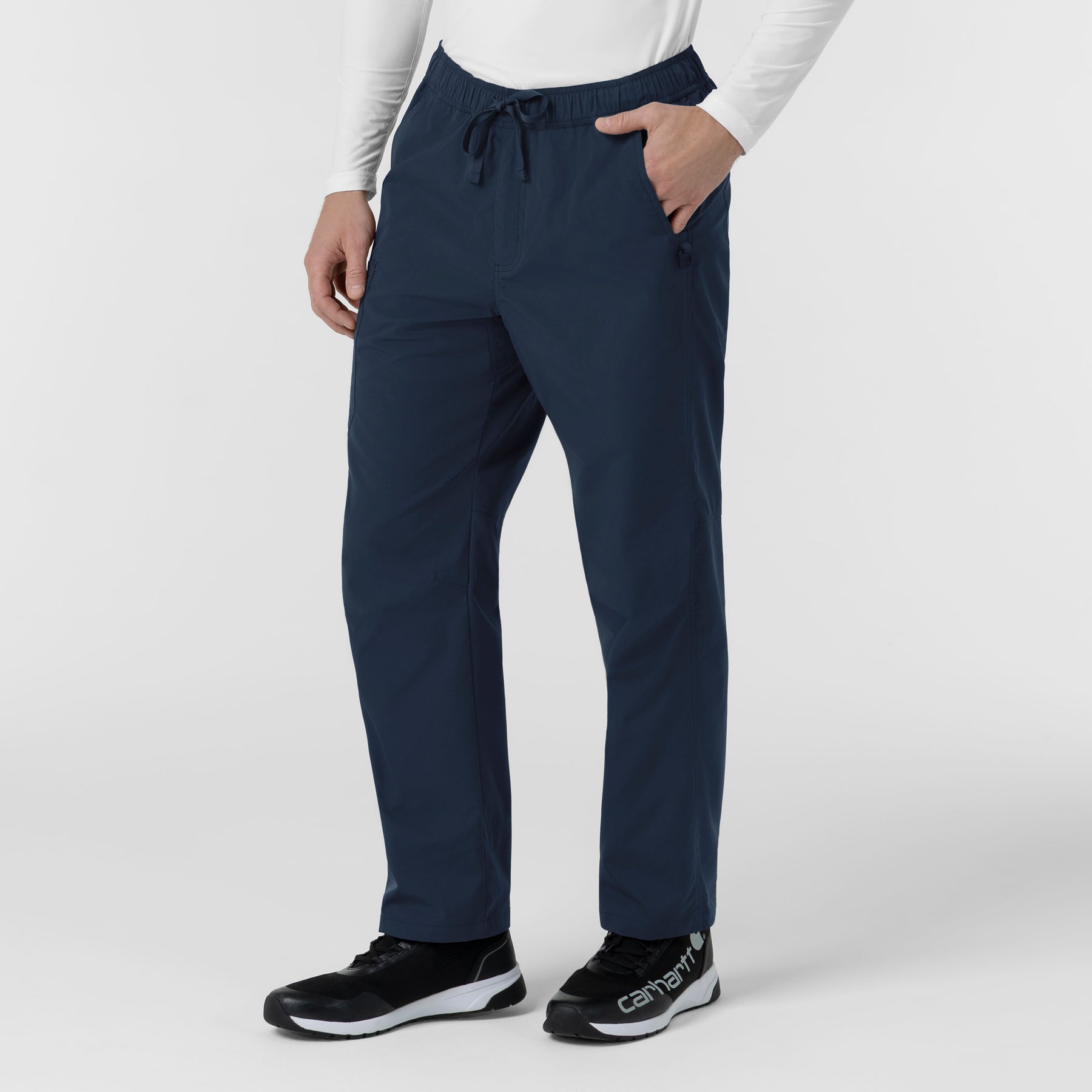 Rugged Flex FLD Men's Ripstop Straight Leg Cargo Scrub Pant Navy side view