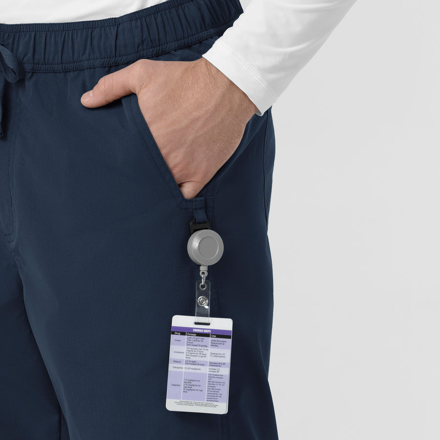 Rugged Flex FLD Men's Ripstop Straight Leg Cargo Scrub Pant Navy side detail 2