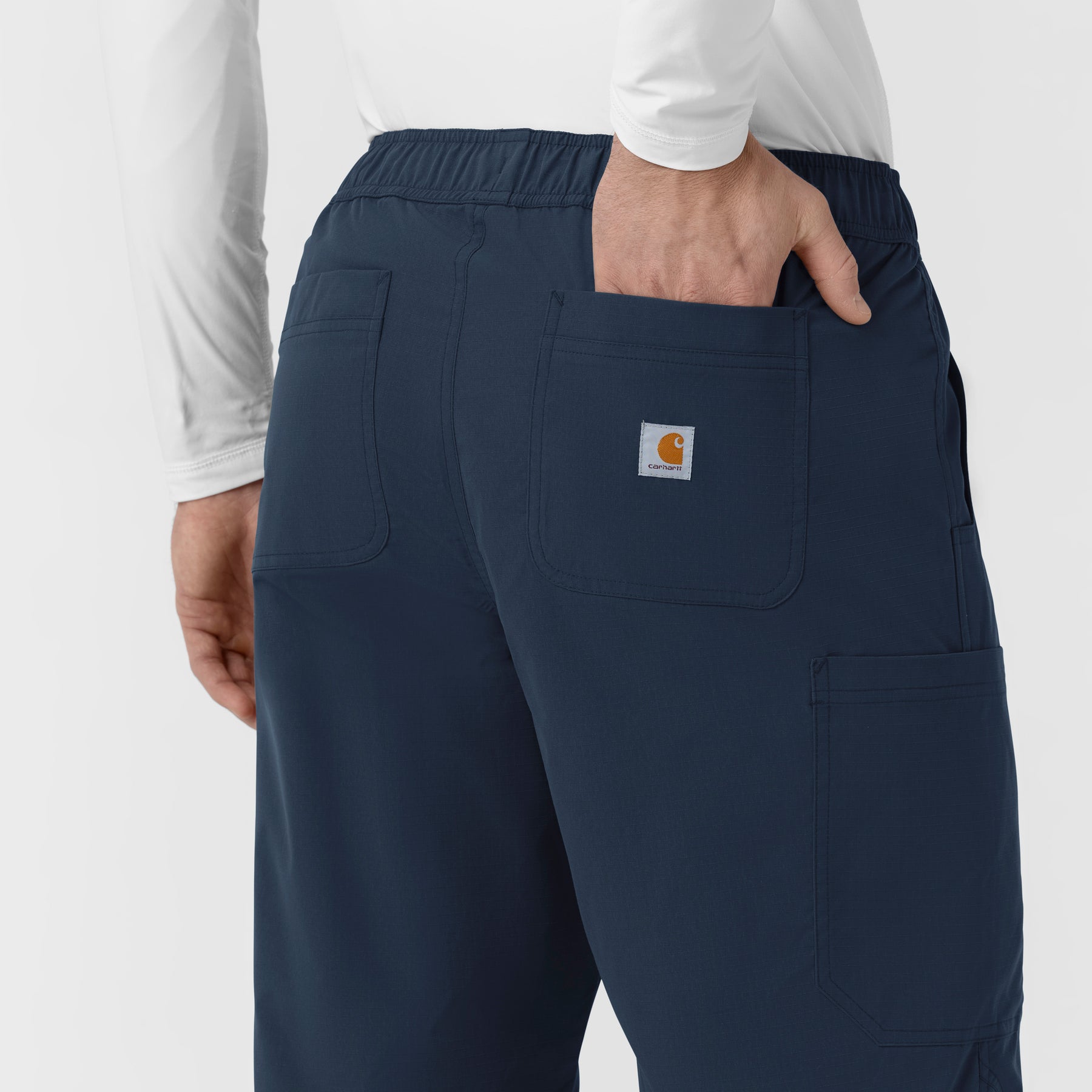 Rugged Flex FLD Men's Ripstop Straight Leg Cargo Scrub Pant Navy back detail