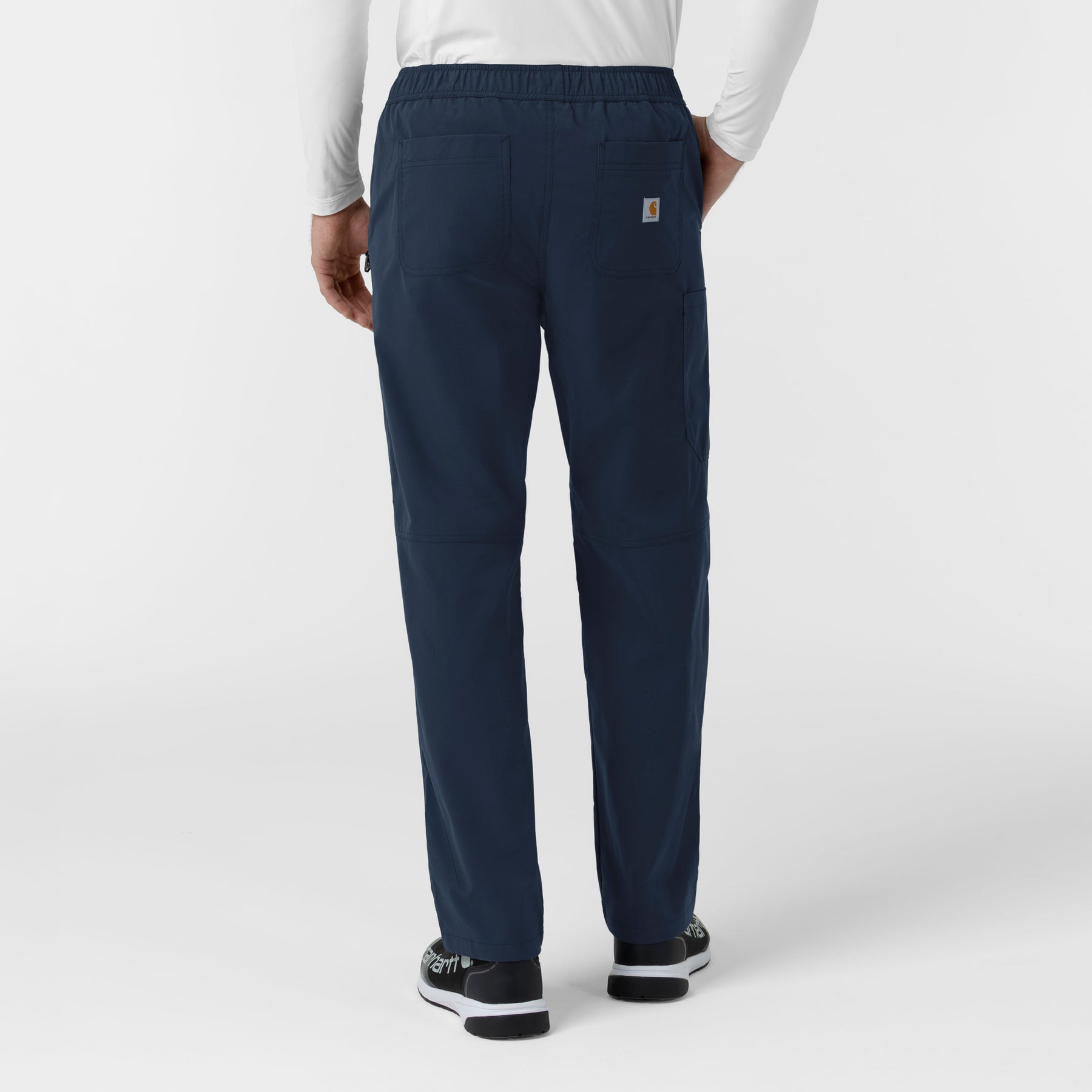 Rugged Flex FLD Men's Ripstop Straight Leg Cargo Scrub Pant Navy back view