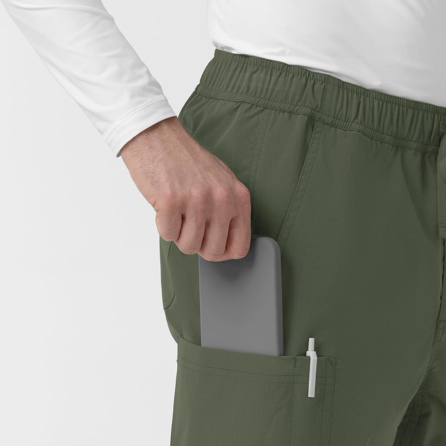 Carhartt Rugged Flex FLD Men's Ripstop Straight Leg Cargo Scrub Pant - Olive cargo pocket