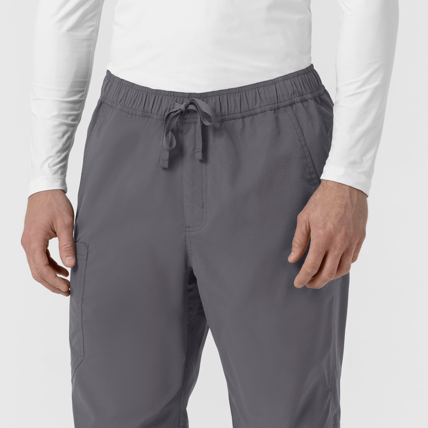 Rugged Flex FLD Men's Ripstop Straight Leg Cargo Scrub Pant Pewter hemline detail