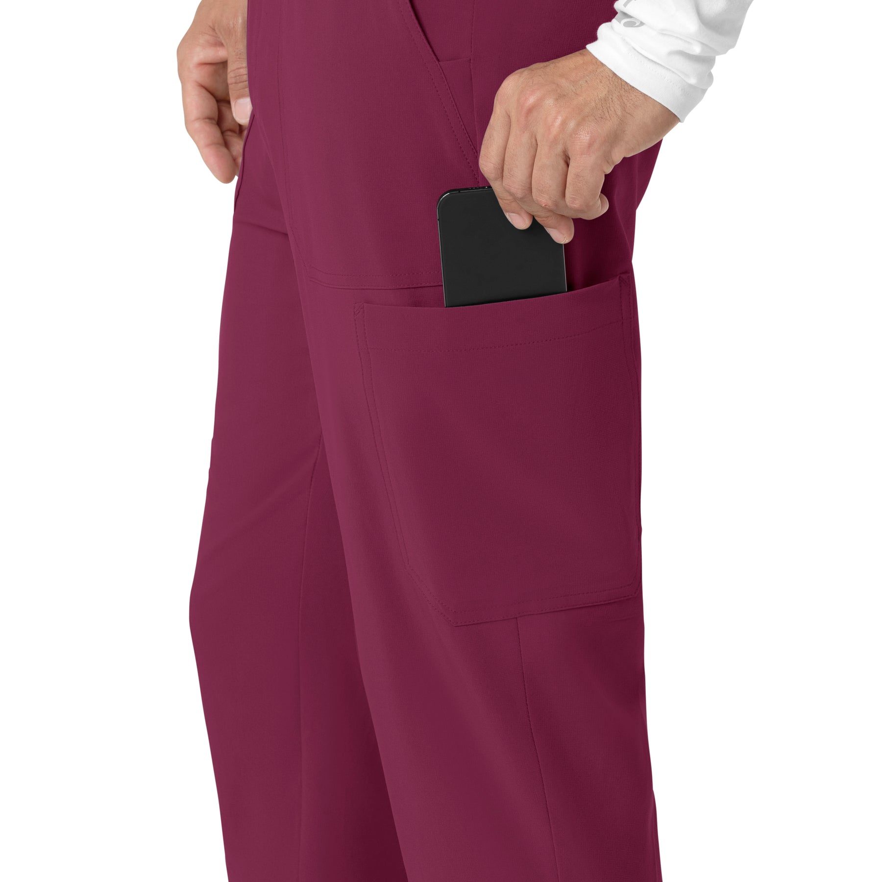 Force Cross-Flex Men's Jogger Scrub Pant Wine hemline detail