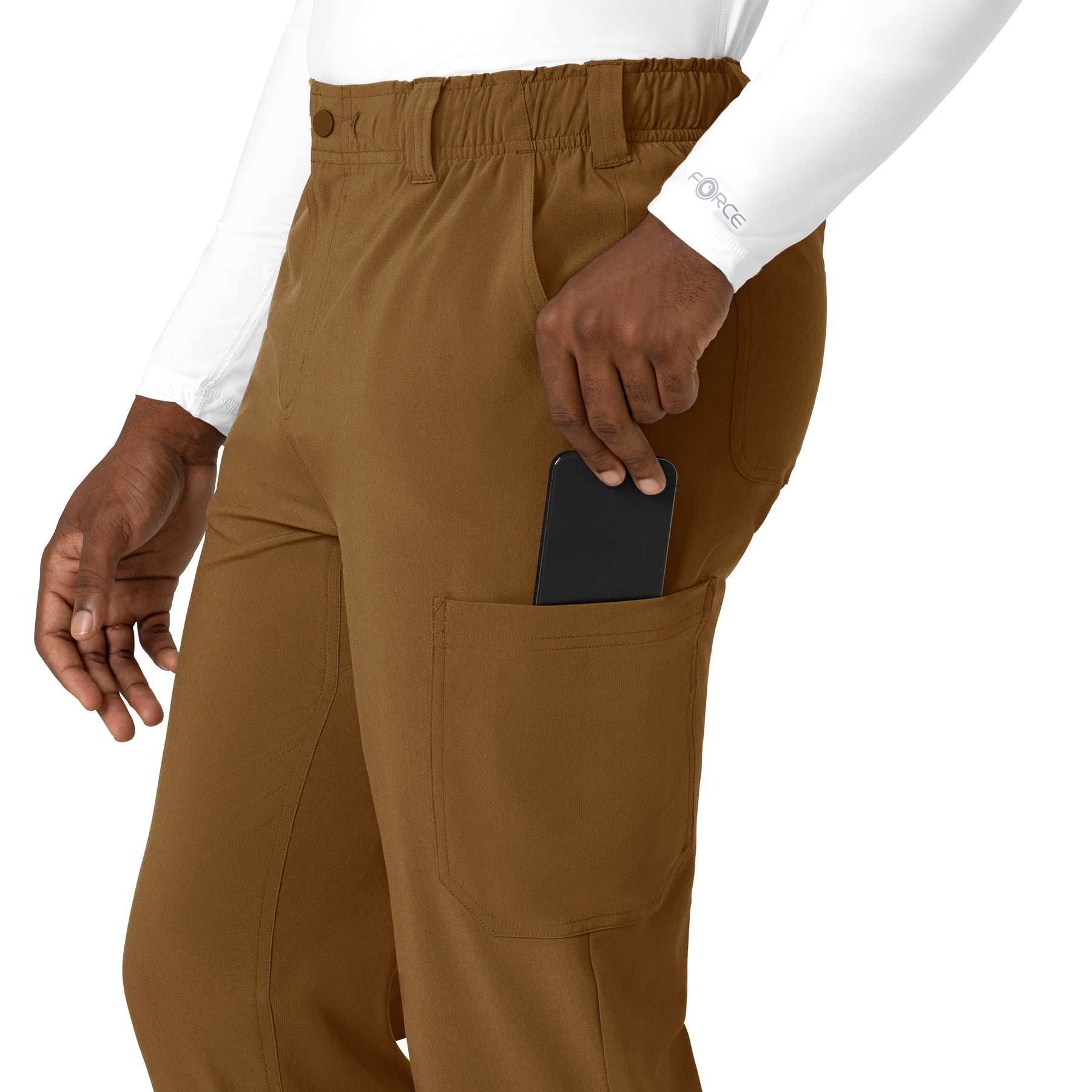 Force Cross-Flex Men's Straight Leg Scrub Pant Carhartt Brown side detail 2