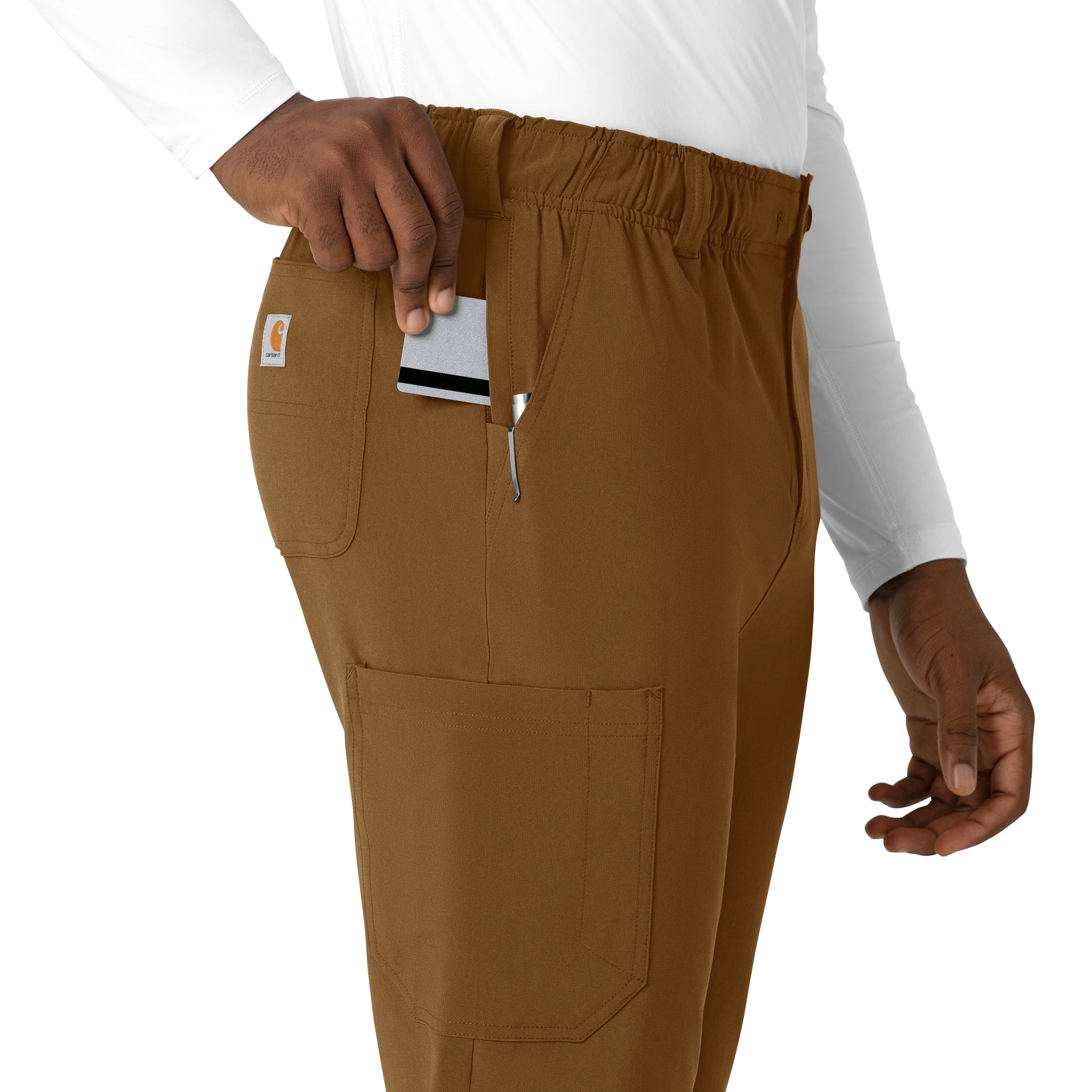 Force Cross-Flex Men's Straight Leg Scrub Pant Carhartt Brown hemline detail