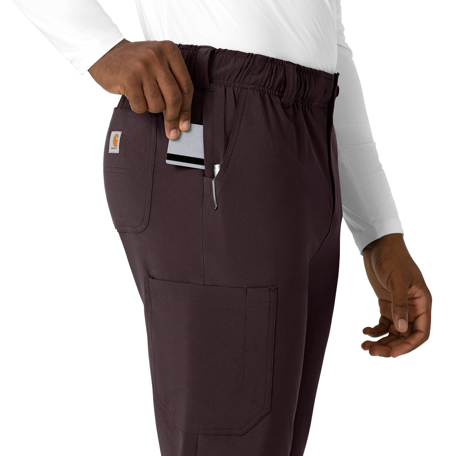 Carhartt Force Cross-Flex Men's Straight Leg Scrub Pant - Dark Sepia side seam pocket