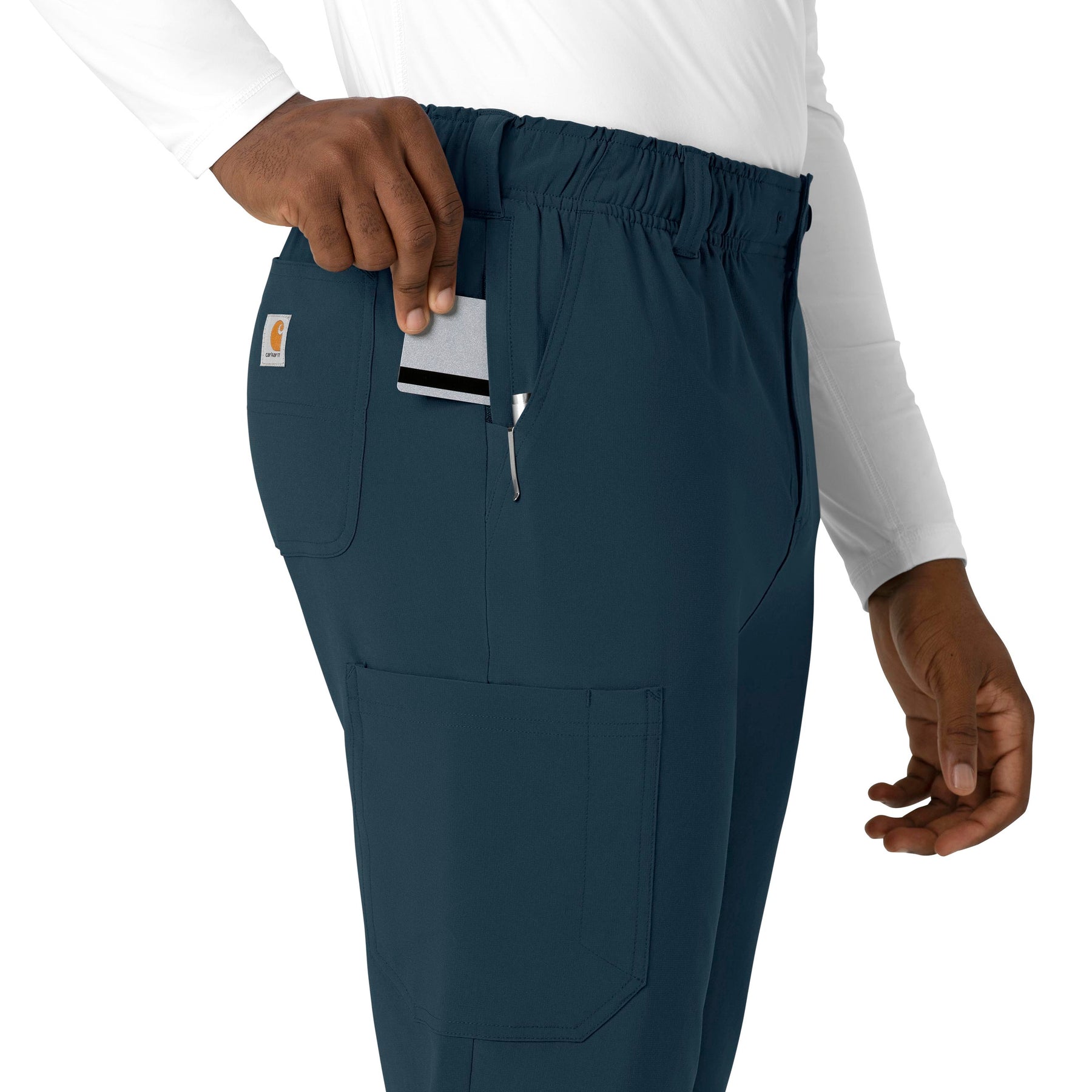Force Cross-Flex Men's Straight Leg Scrub Pant Navy hemline detail