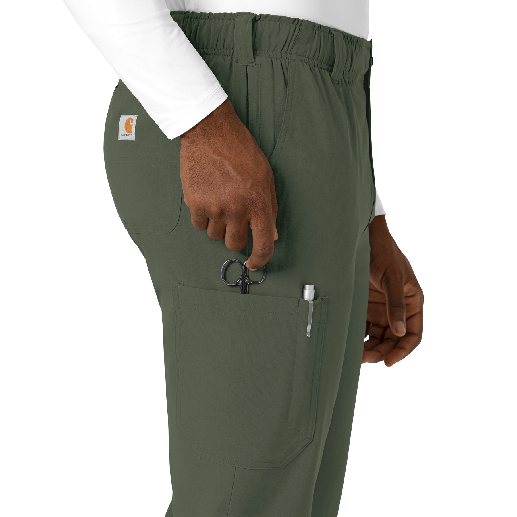 Force Cross-Flex Men's Straight Leg Scrub Pant Olive side detail 1