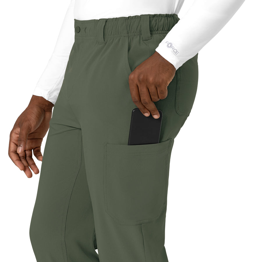 Force Cross-Flex Men's Straight Leg Scrub Pant Olive side detail 2