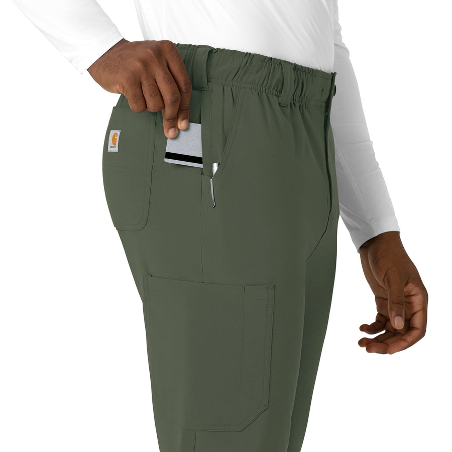 Force Cross-Flex Men's Straight Leg Scrub Pant Olive hemline detail