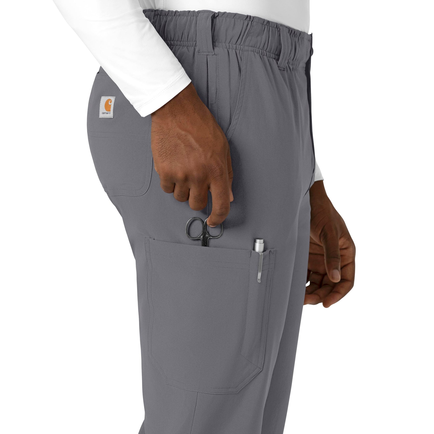 Force Cross-Flex Men's Straight Leg Scrub Pant Pewter side detail 1