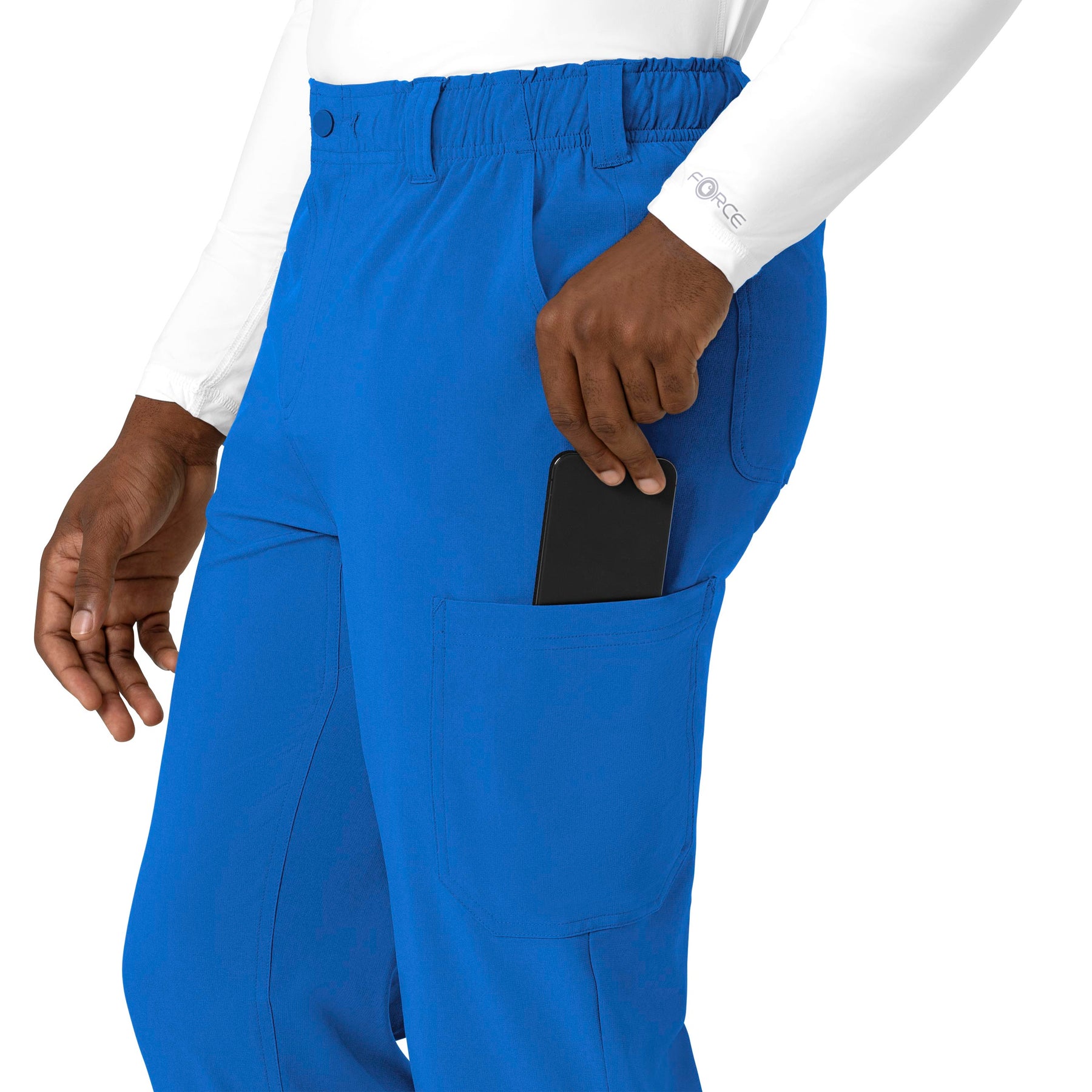 Force Cross-Flex Men's Straight Leg Scrub Pant Royal side detail 2