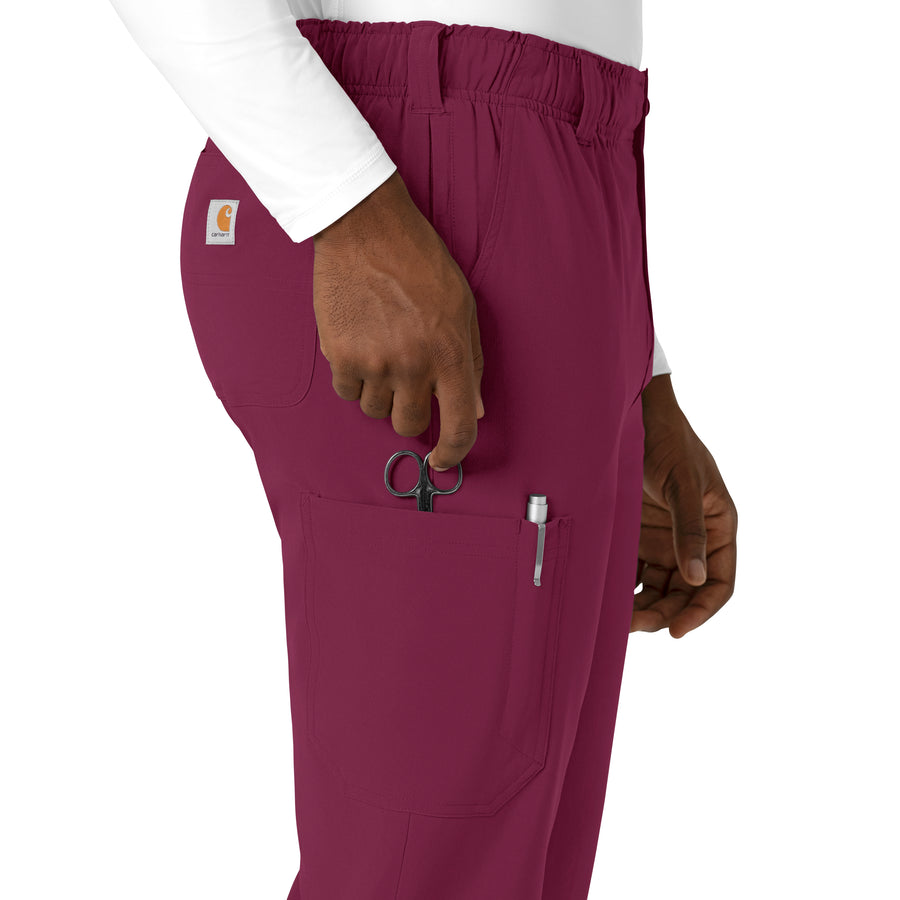 Force Cross-Flex Men's Straight Leg Scrub Pant Wine side detail 1