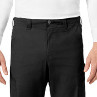 Rugged Flex Ripstop Men’s Straight Leg Cargo Scrub Pant Black front detail