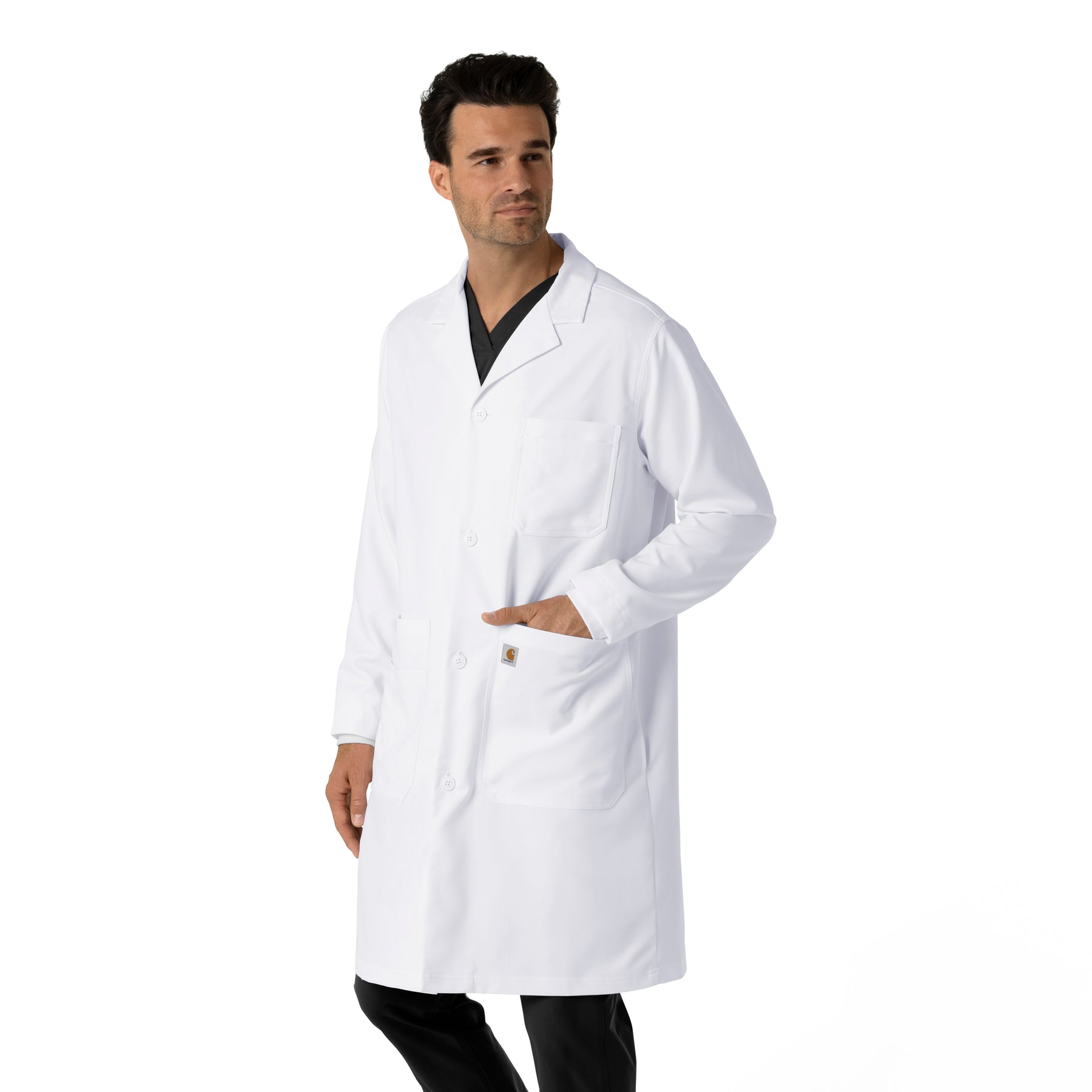Lab Coats Men's Long Lab Coat White side view