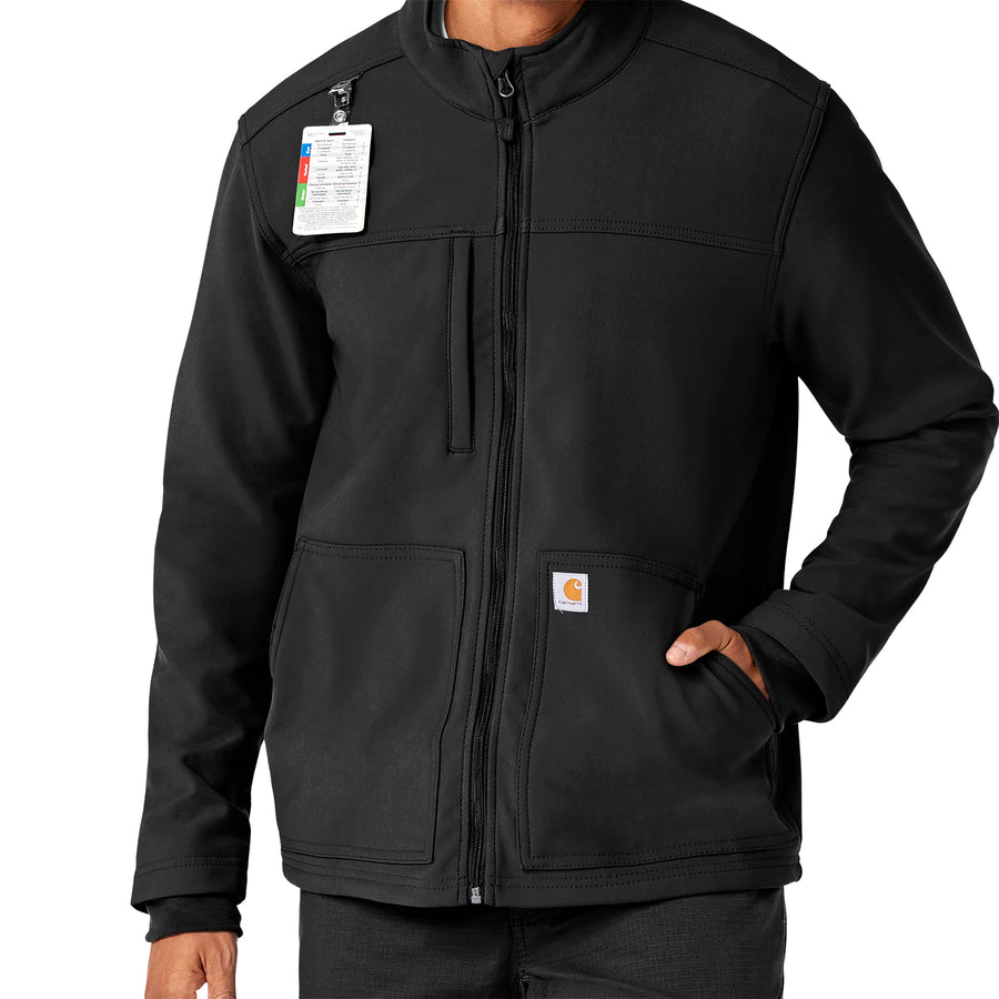 Rugged Flex Peak Men's Bonded Fleece Jacket Black front detail