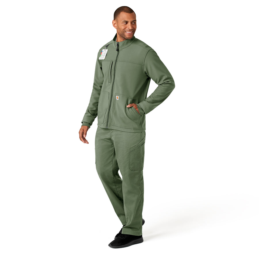 Rugged Flex Men's Bonded Fleece Jacket Olive full scrub set