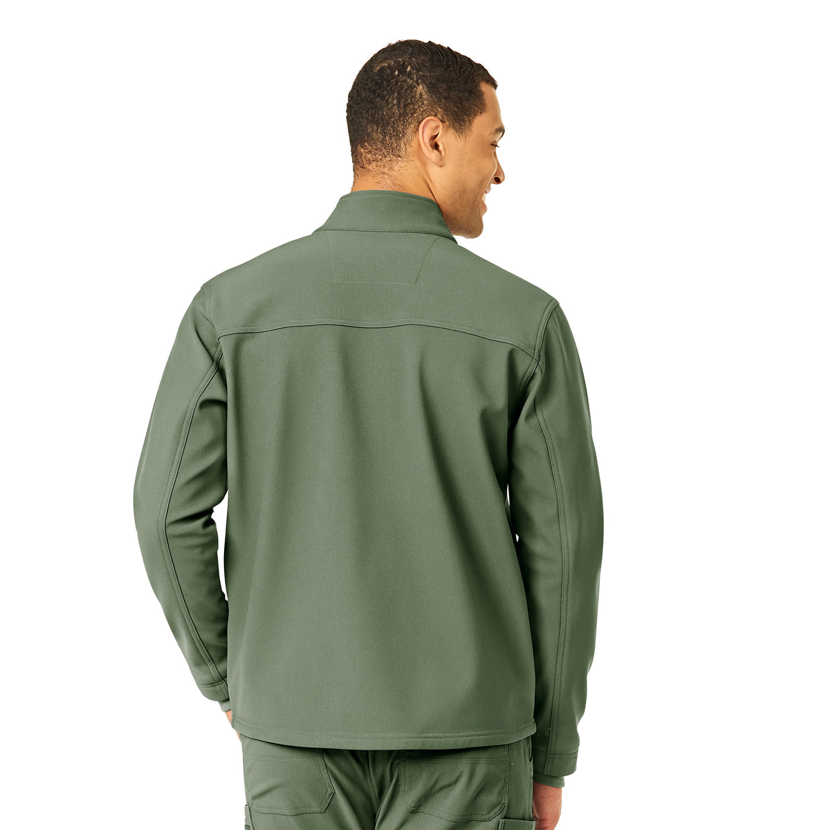 Rugged Flex Men's Bonded Fleece Jacket Olive back view