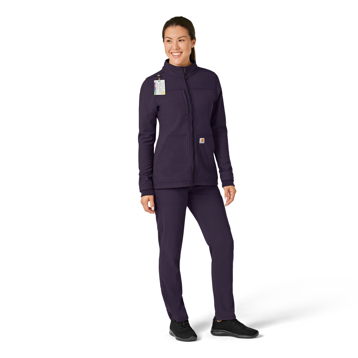 Rugged Flex Women's Bonded Fleece Jacket Black Plum full scrub set