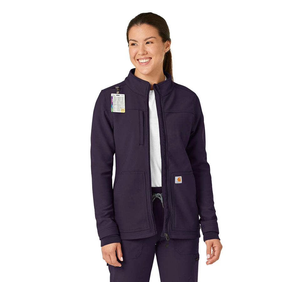 Rugged Flex Women's Bonded Fleece Jacket Black Plum side view