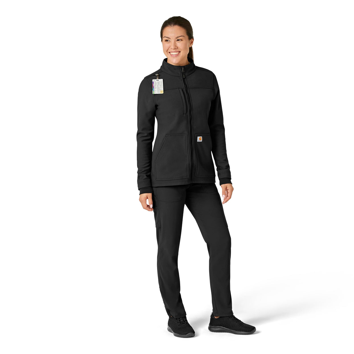 Rugged Flex Peak Women's Bonded Fleece Jacket Black full scrub set