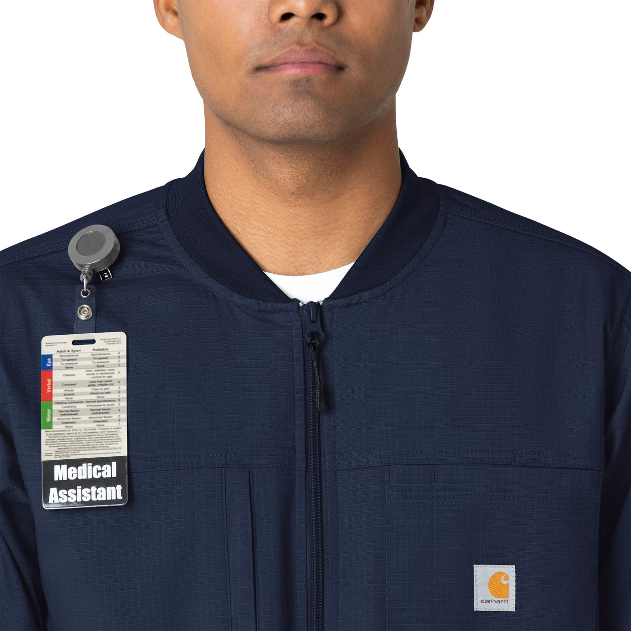 Rugged Flex Ripstop Men's Utility Warm-Up Jacket Navy front detail