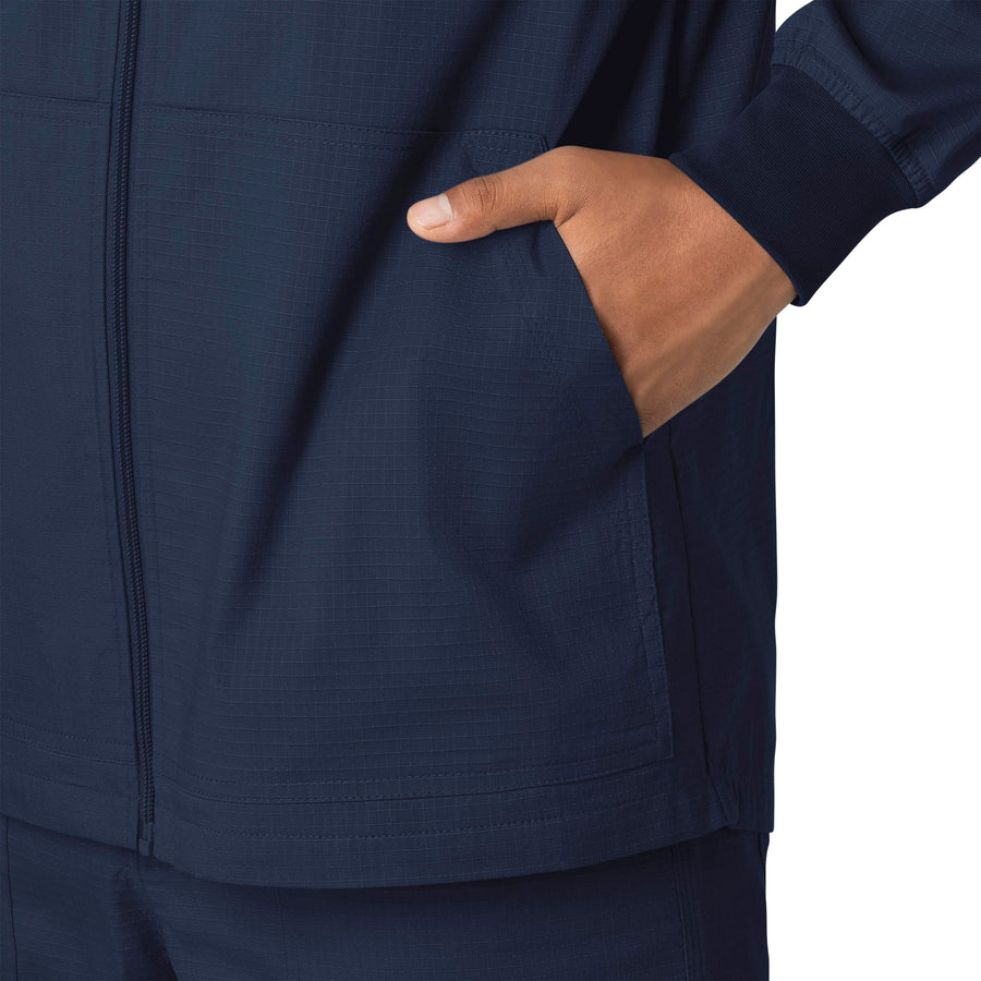 Rugged Flex Ripstop Men's Utility Warm-Up Jacket Navy hemline detail