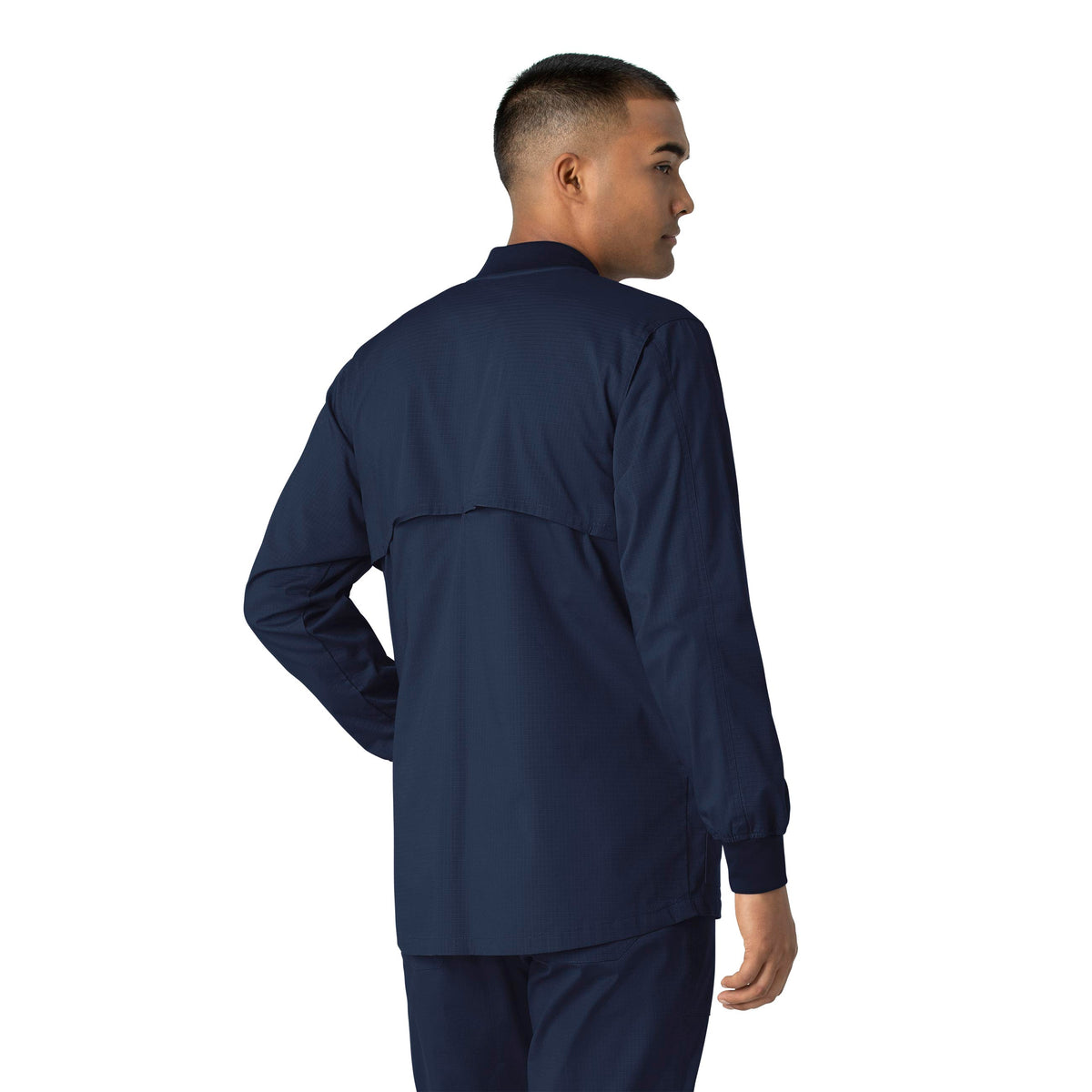 Rugged Flex Ripstop Men's Utility Warm-Up Jacket Navy back view